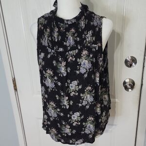 American Eagle Outfitters Black and Purple Floral Top